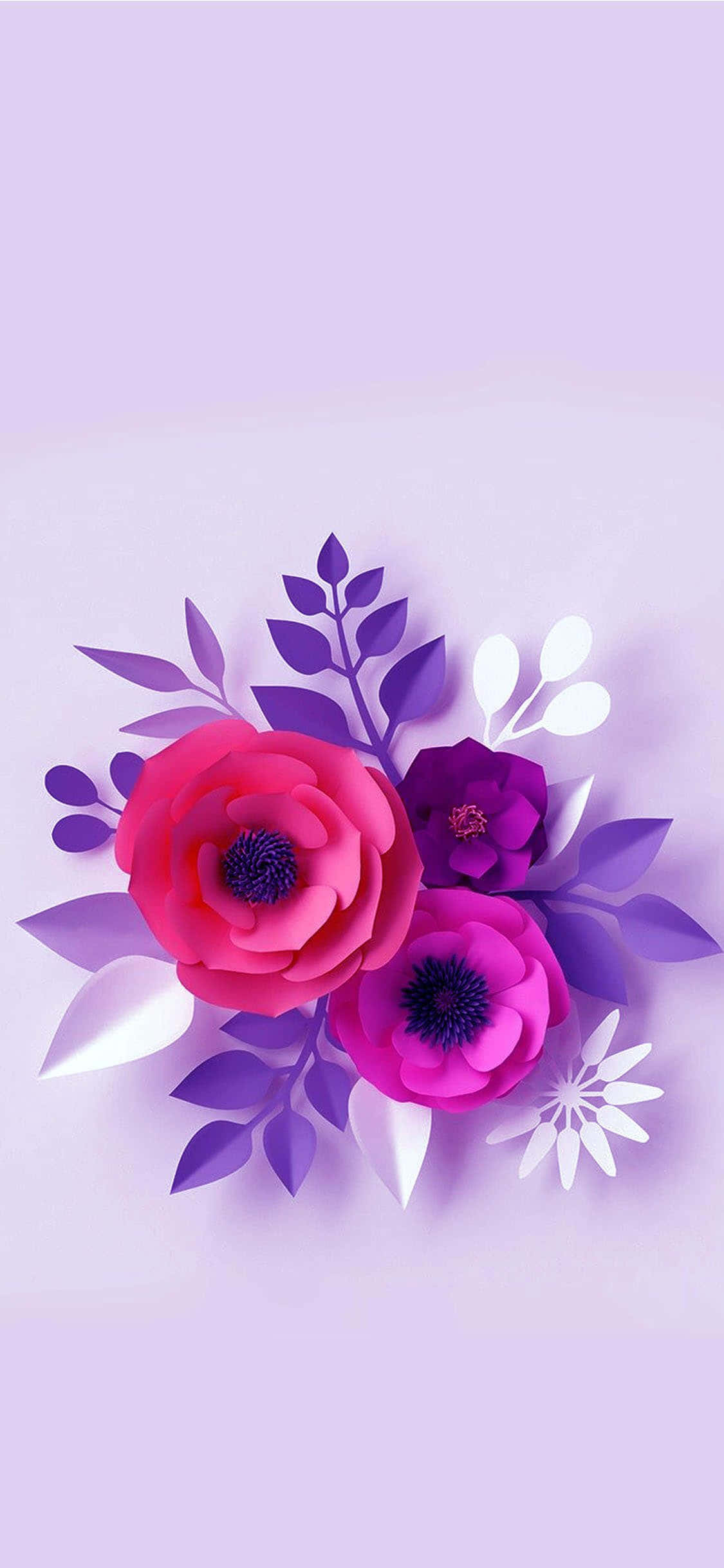 Paper Flowers On A Purple Background