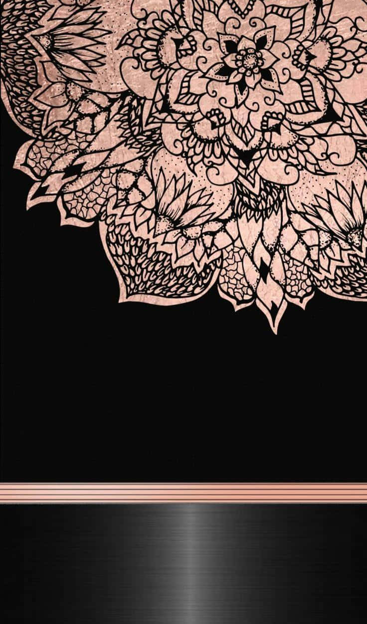 Flower Mandala In Rose Gold Phone Wallpaper