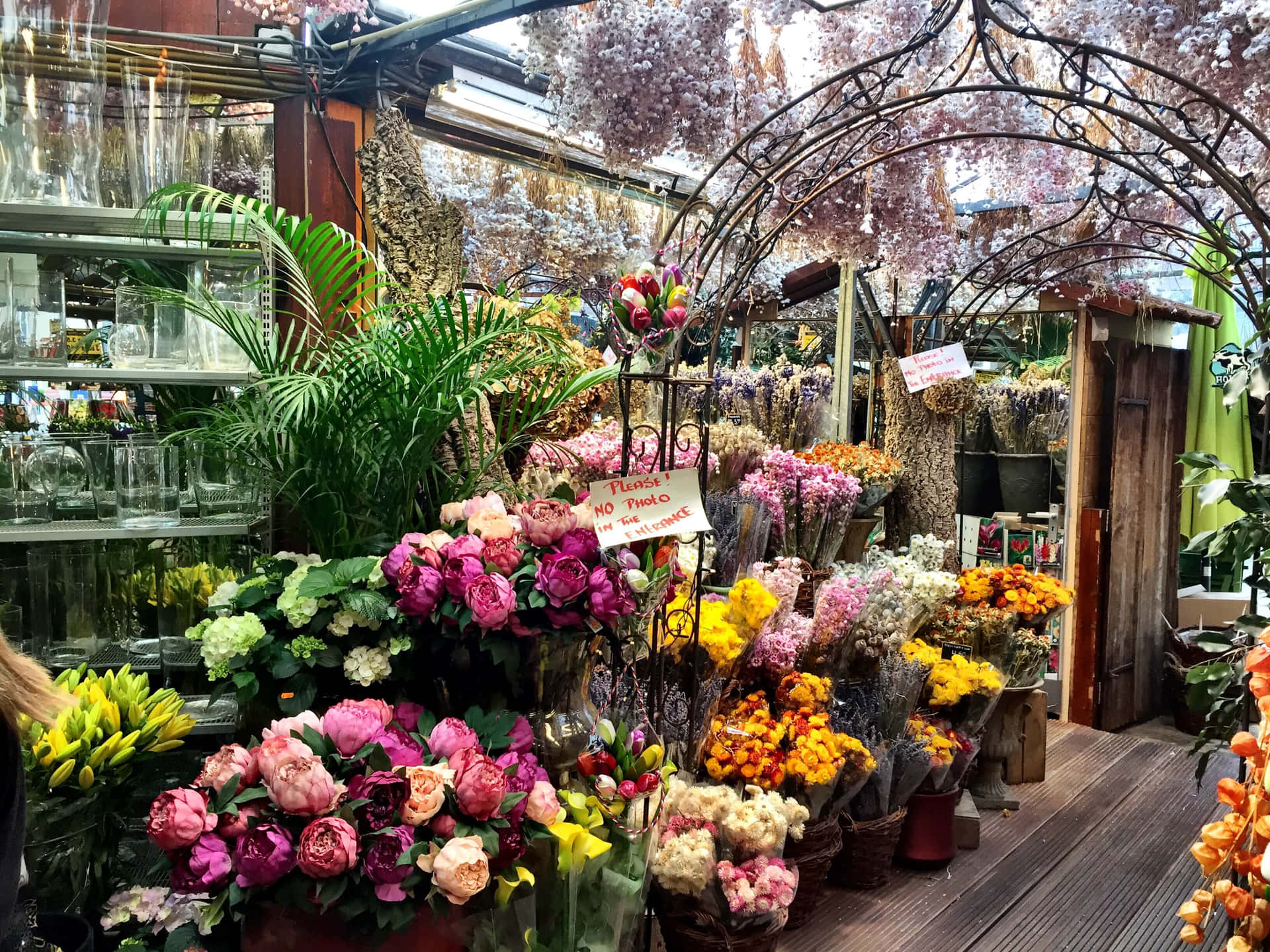 Fresh and Vibrant Flower Market Display Wallpaper