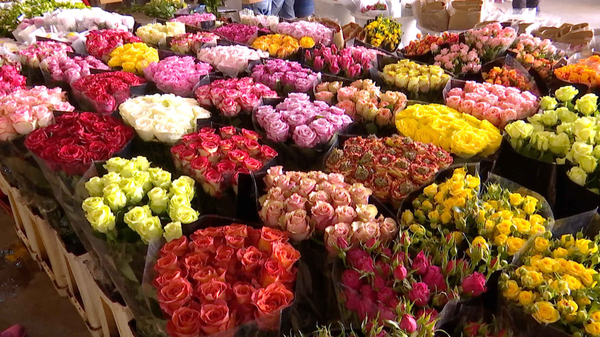 Unbullicioso Mercado De Flores Lleno De Flores Vibrantes Fondo de pantalla