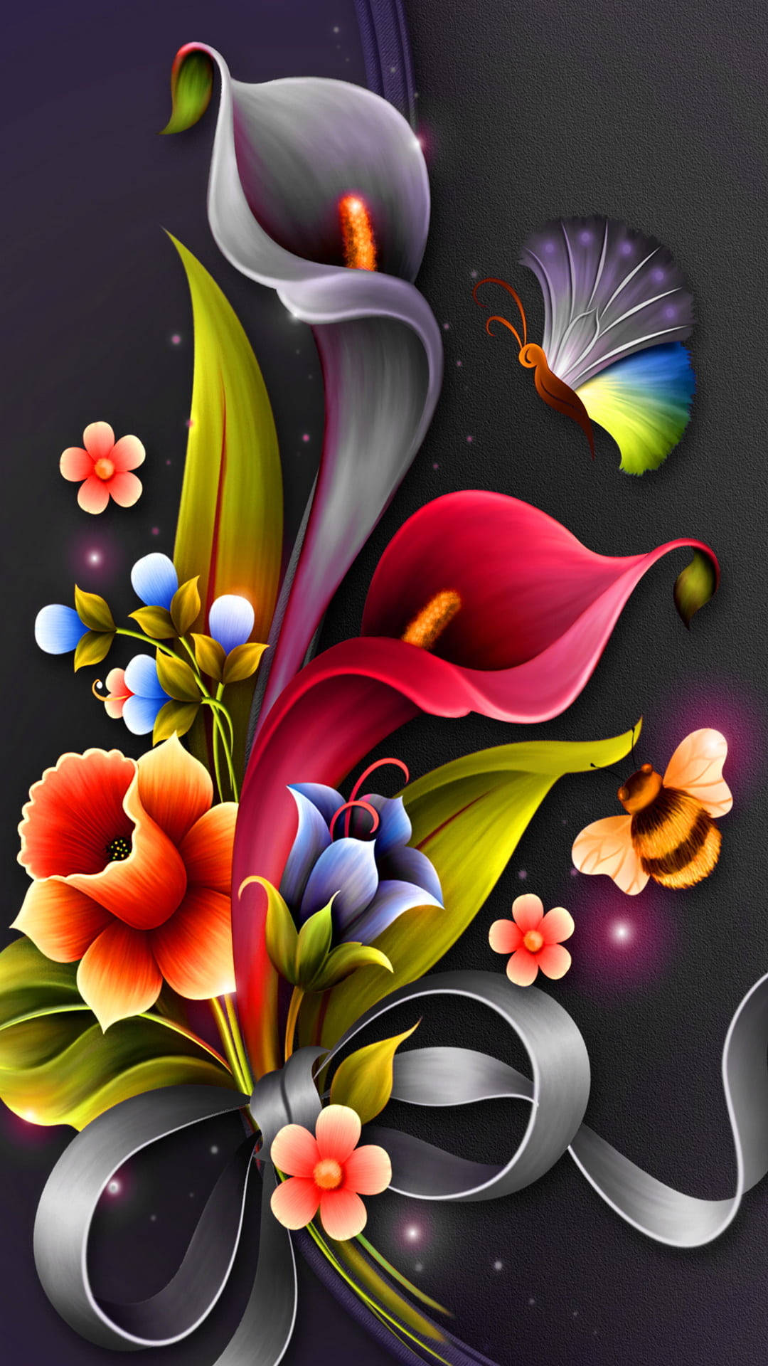 Flower Mobile Bouquet Graphic Illustration Wallpaper