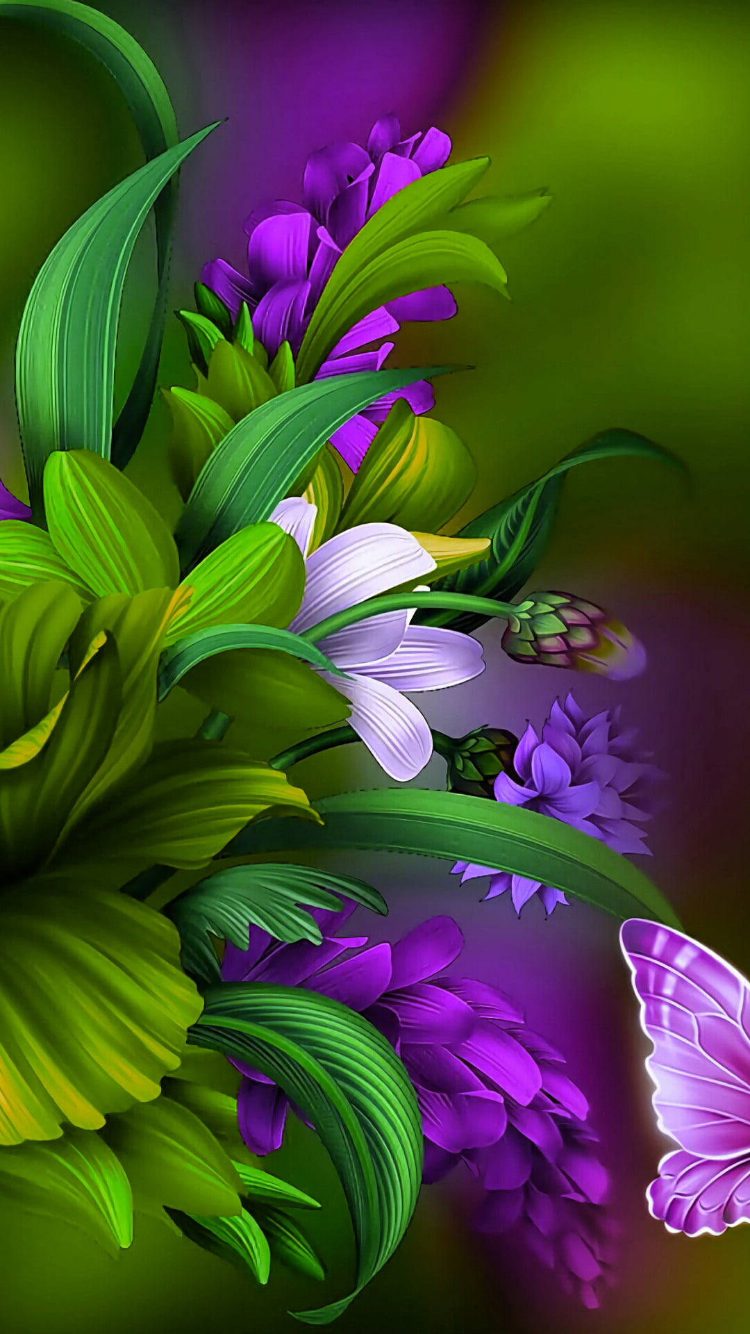 Flower Mobile Digital Painting Wallpaper