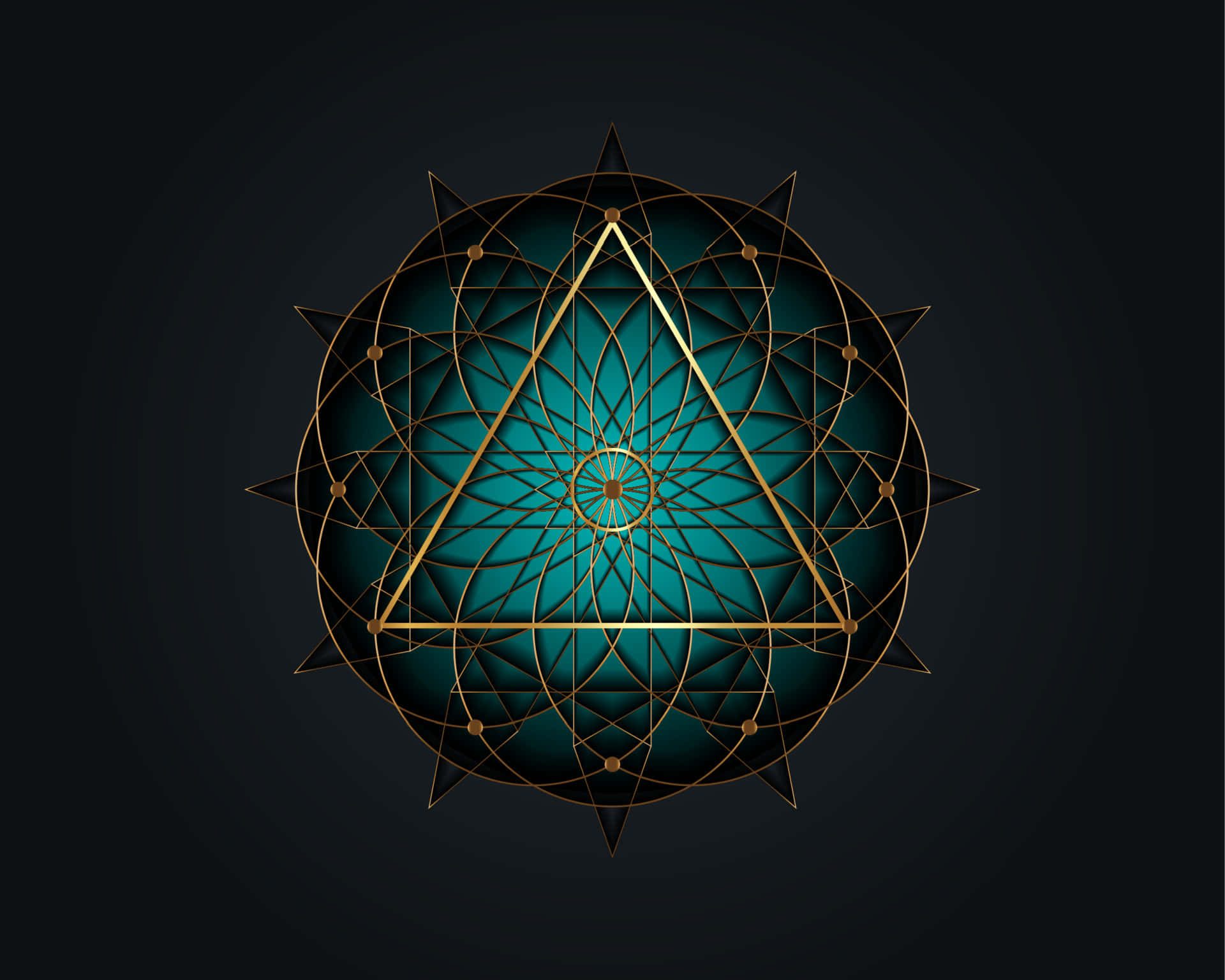A Triangle With A Golden Design On A Black Background Wallpaper