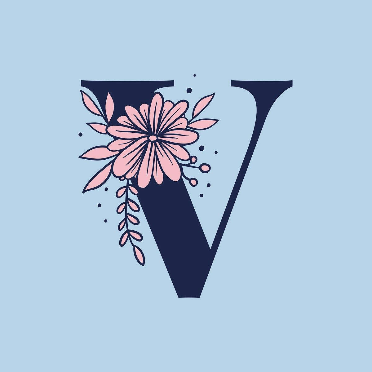 Flower On Letter V