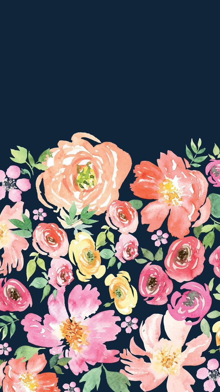 Blomstermålningblommig Iphone-skärm. Wallpaper