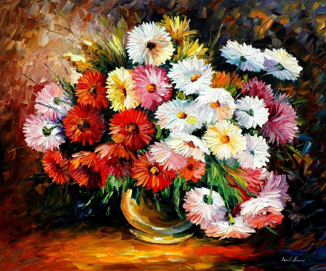 Daisy Flower On Vase Painting Picture