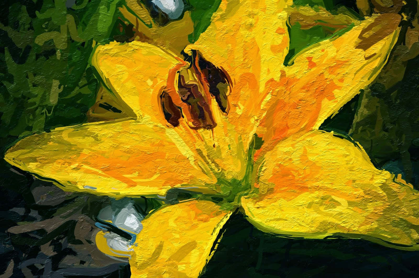 Yellow Lily Flower Painting Picture