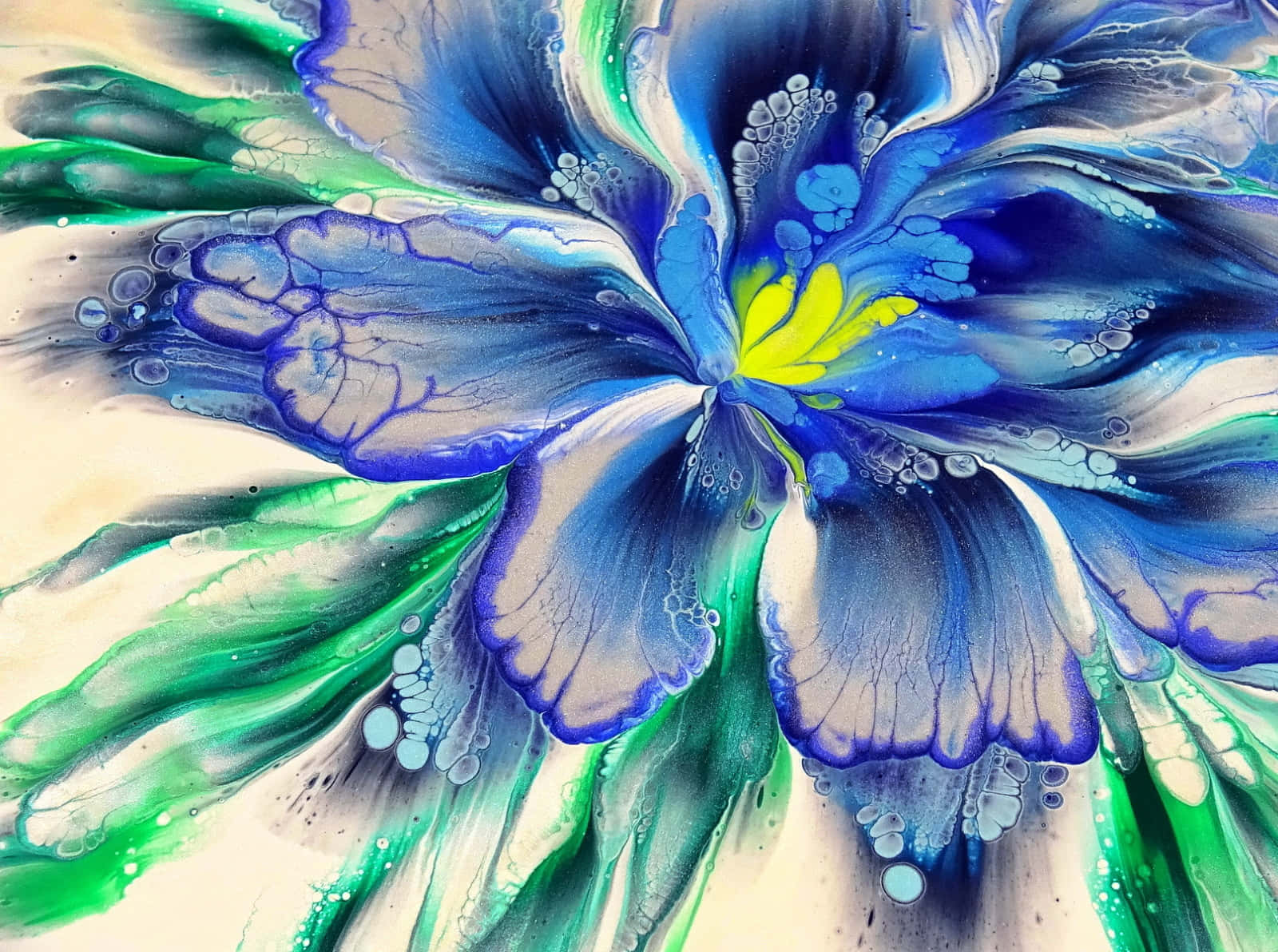 Imagende Una Pintura De Una Flor Azul