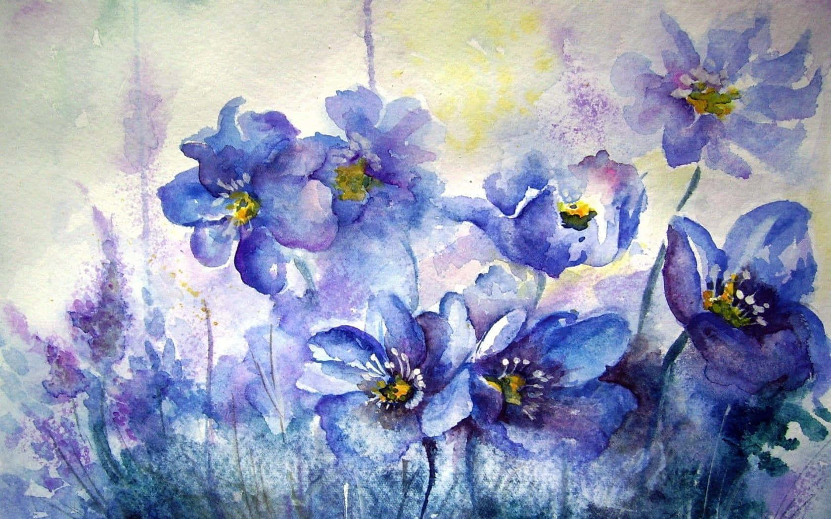 Imagende Pintura De Acuarela De Una Flor Púrpura