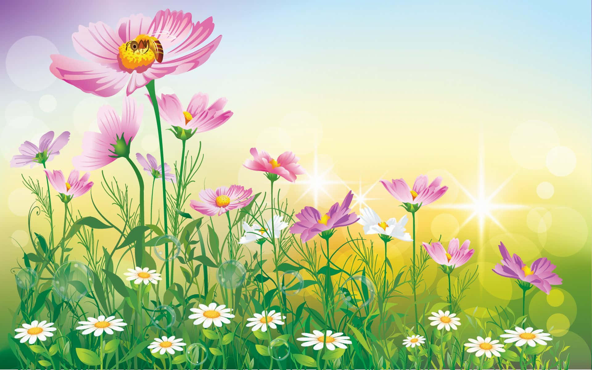 Sunny Flower Garden Painting Picture