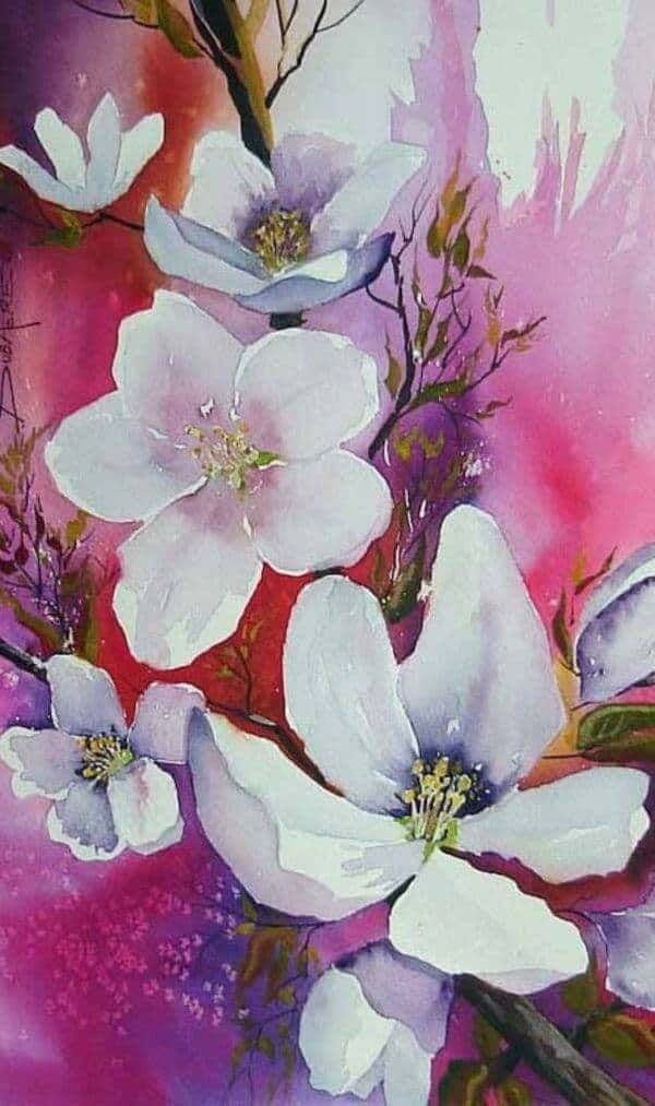 White Flower Portrait Painting Pictures