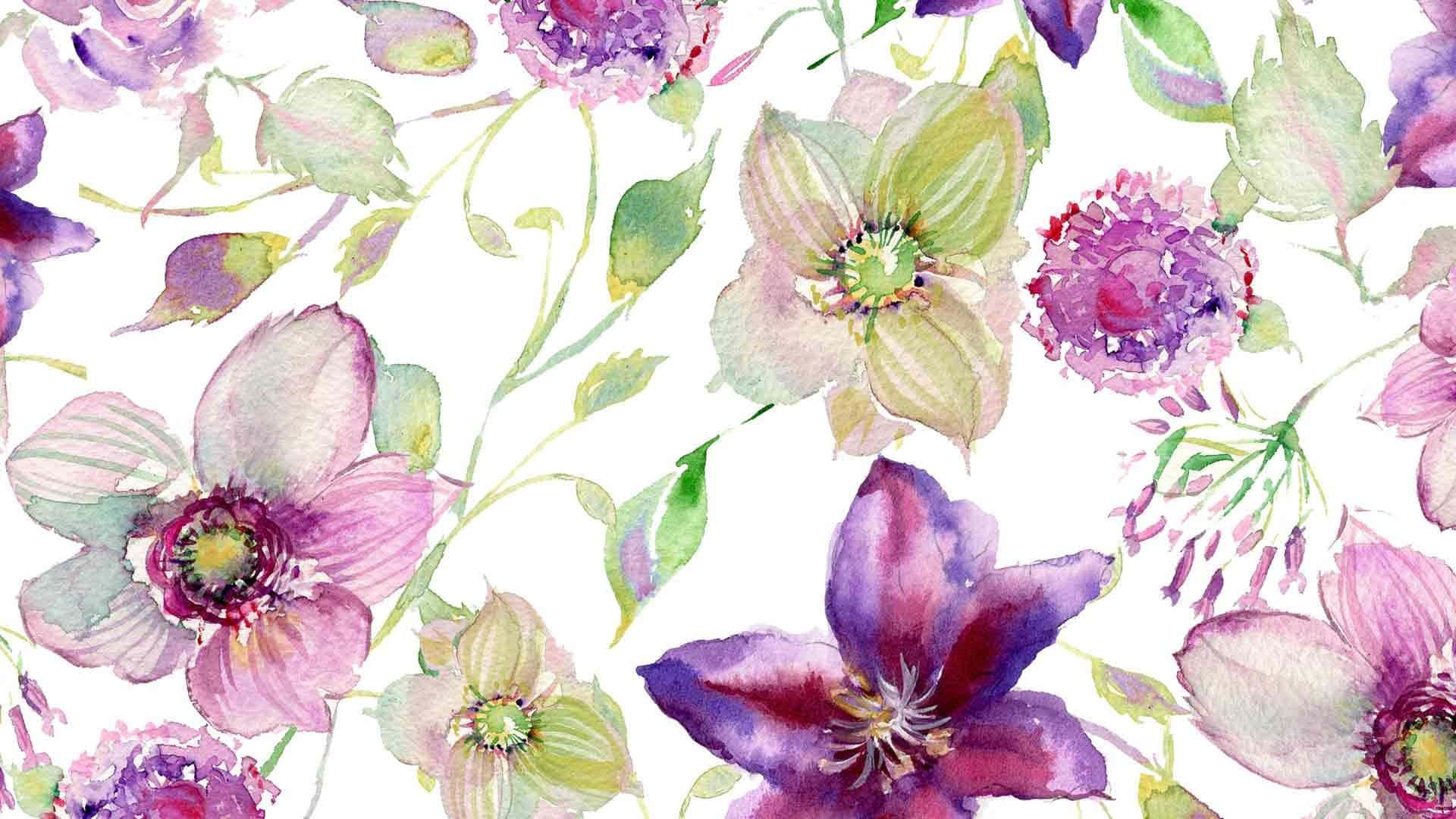 Purple And Green Flower Painting Picture