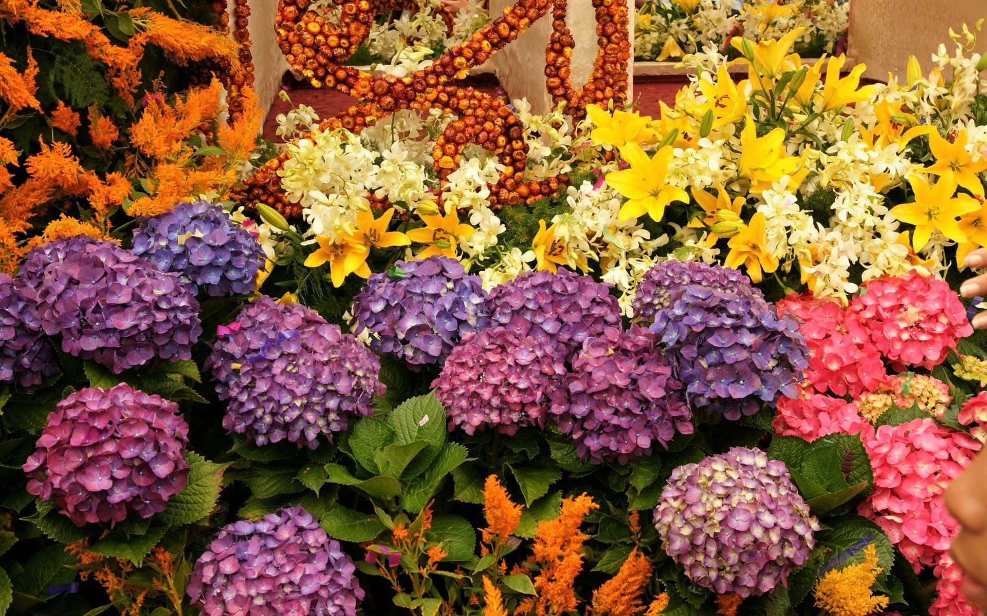 Unaanimada Tienda De Flores Llena De Arreglos Florales Frescos Y Coloridos Fondo de pantalla