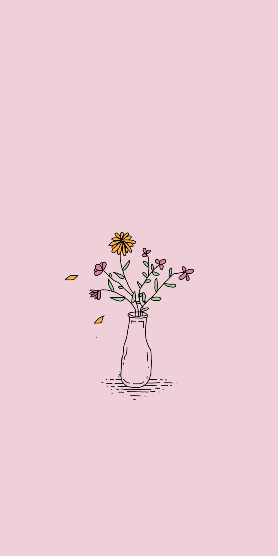 Blomster Æstetisk Vase Illustration Wallpaper