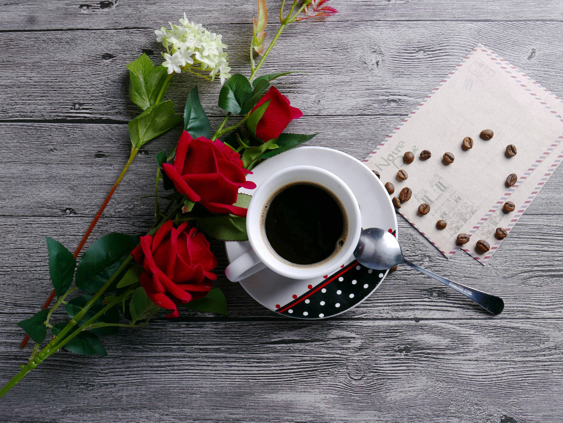 Flowers And A Coffee Cup Wallpaper