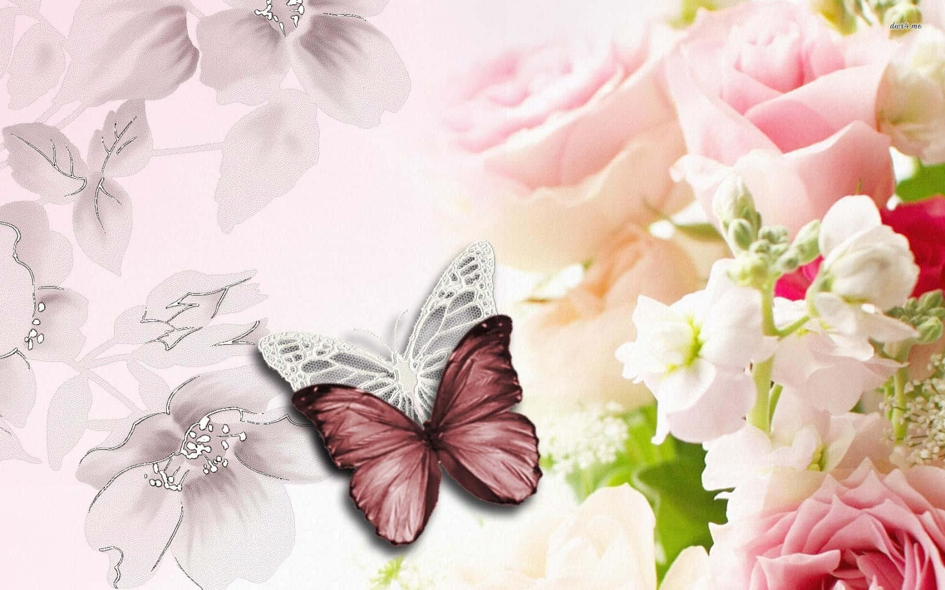 Flowers And Butterflies Abstraction Wallpaper