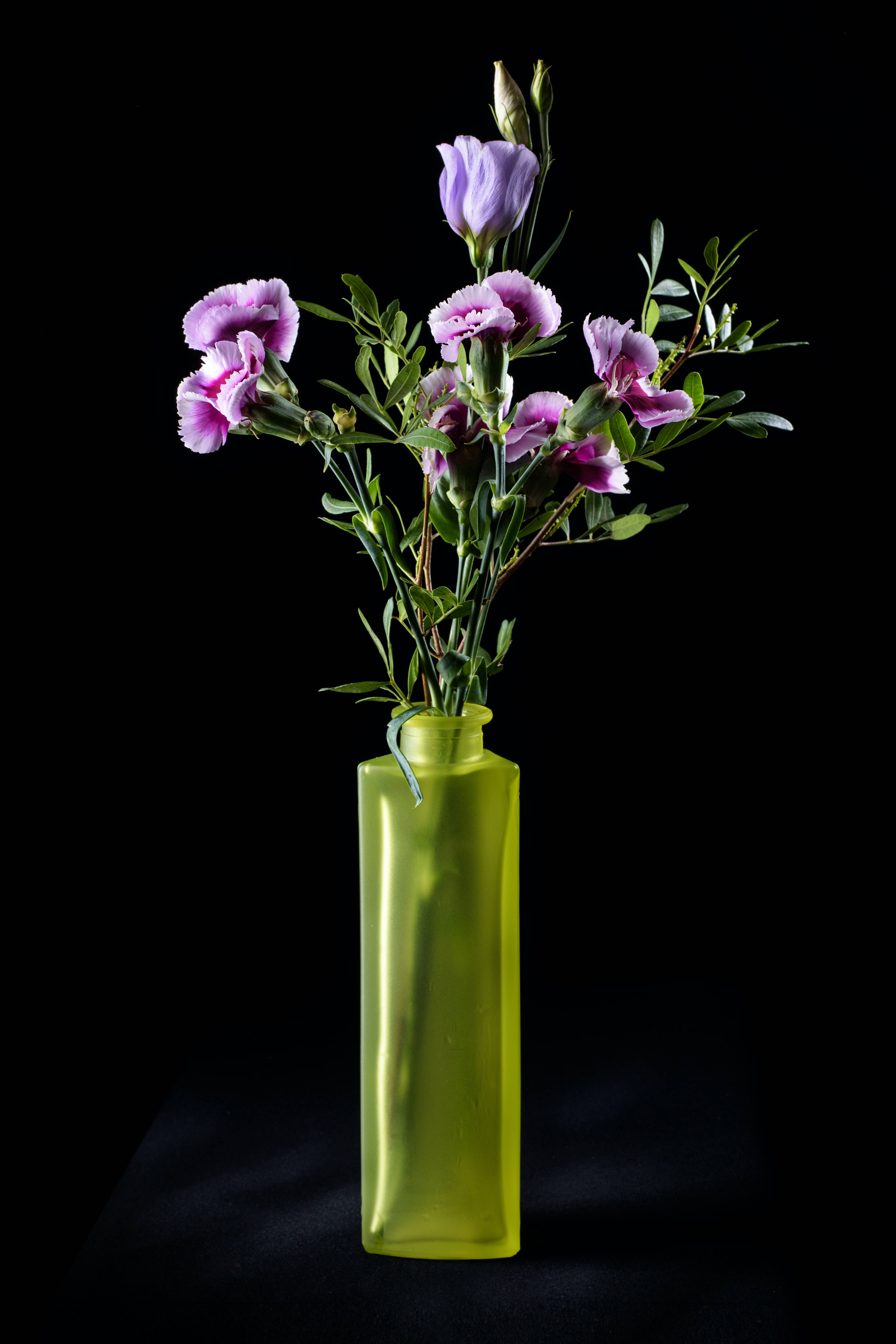 Flowers In Vase Black And Purple Phone Wallpaper
