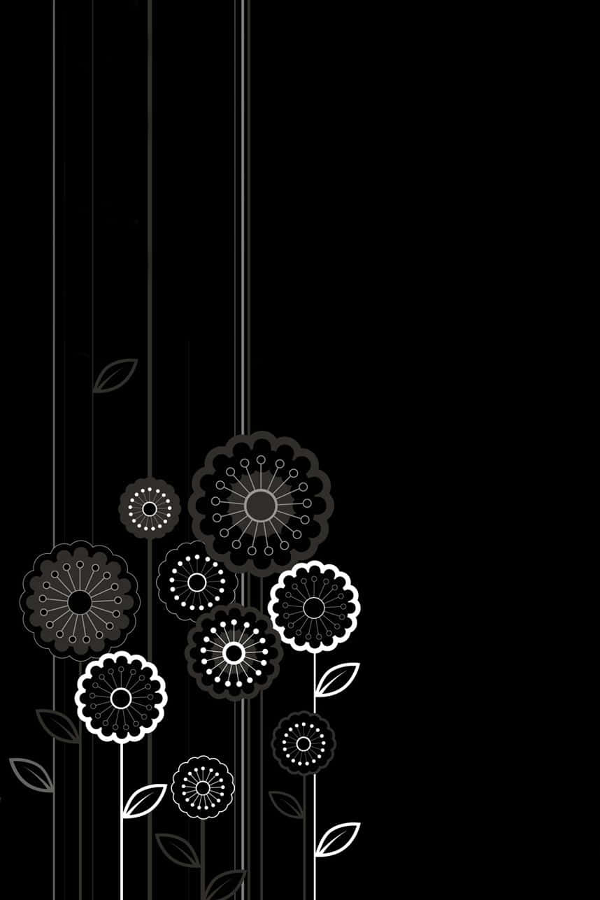 Flowers Art With Black Background Wallpaper