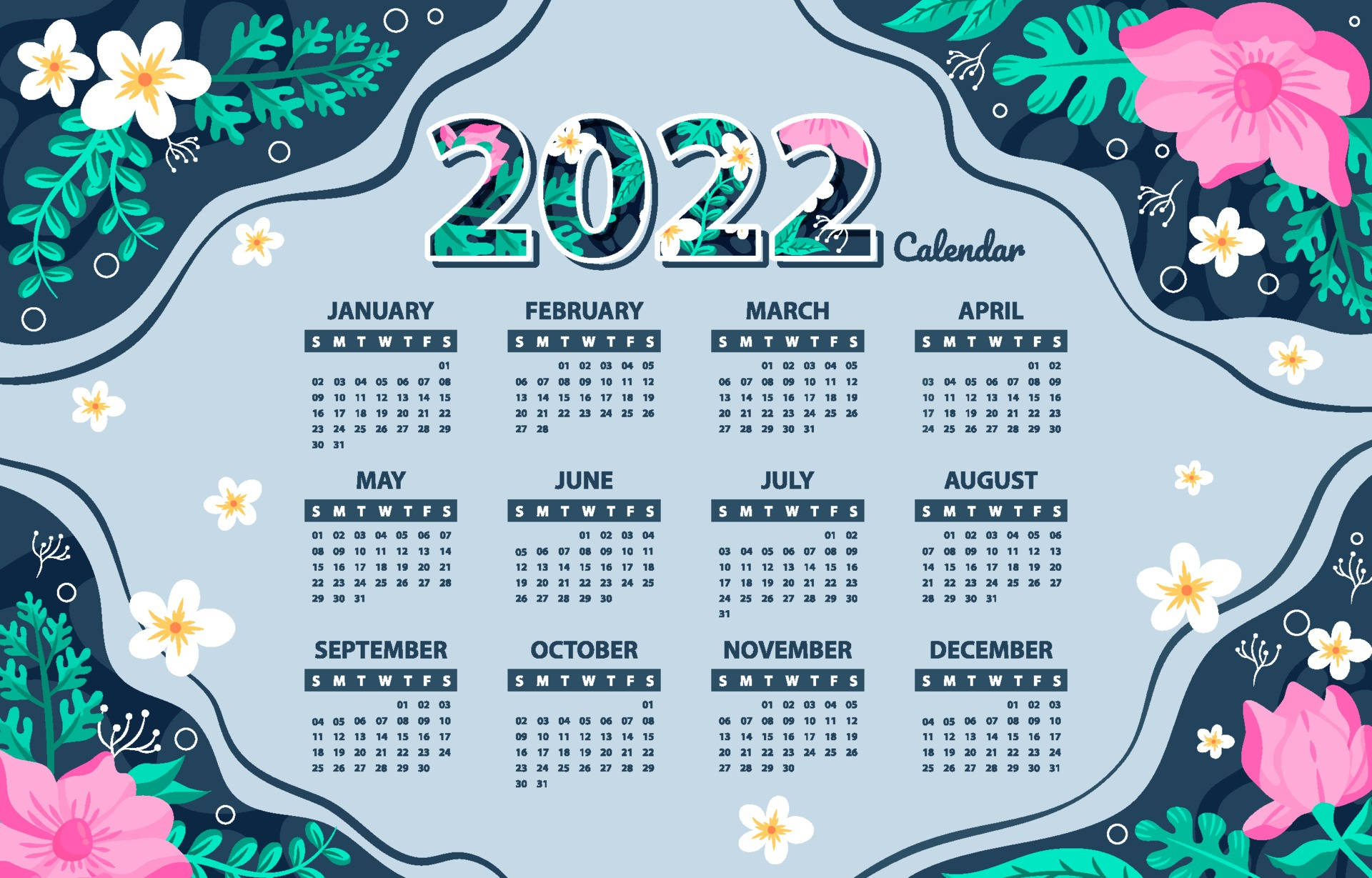 Flowery 2022 Calendar Wallpaper