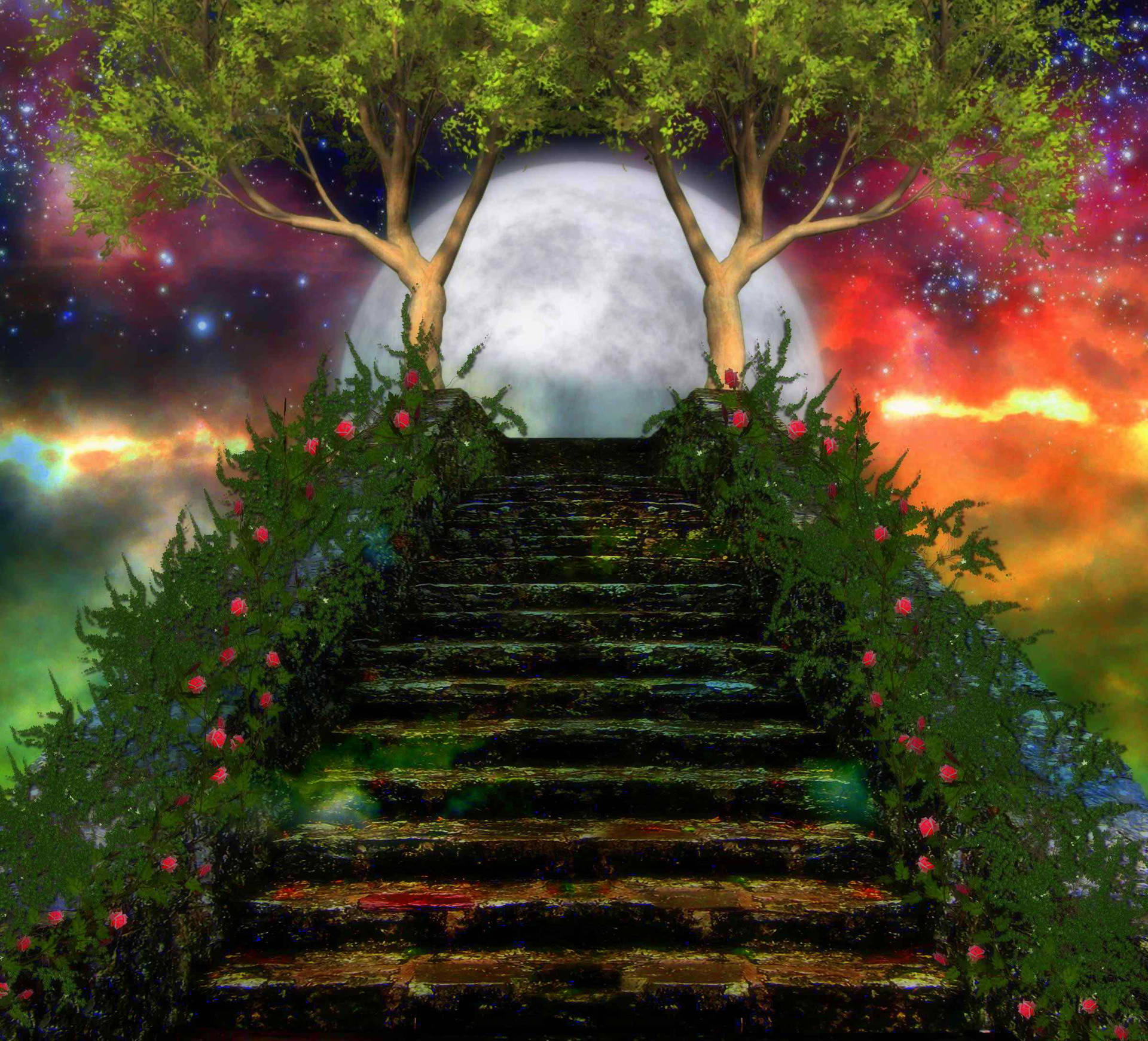Flowery Pathway To Heaven Background
