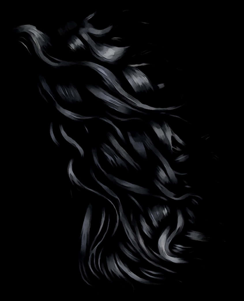 Flowing Black Hair Artwork PNG