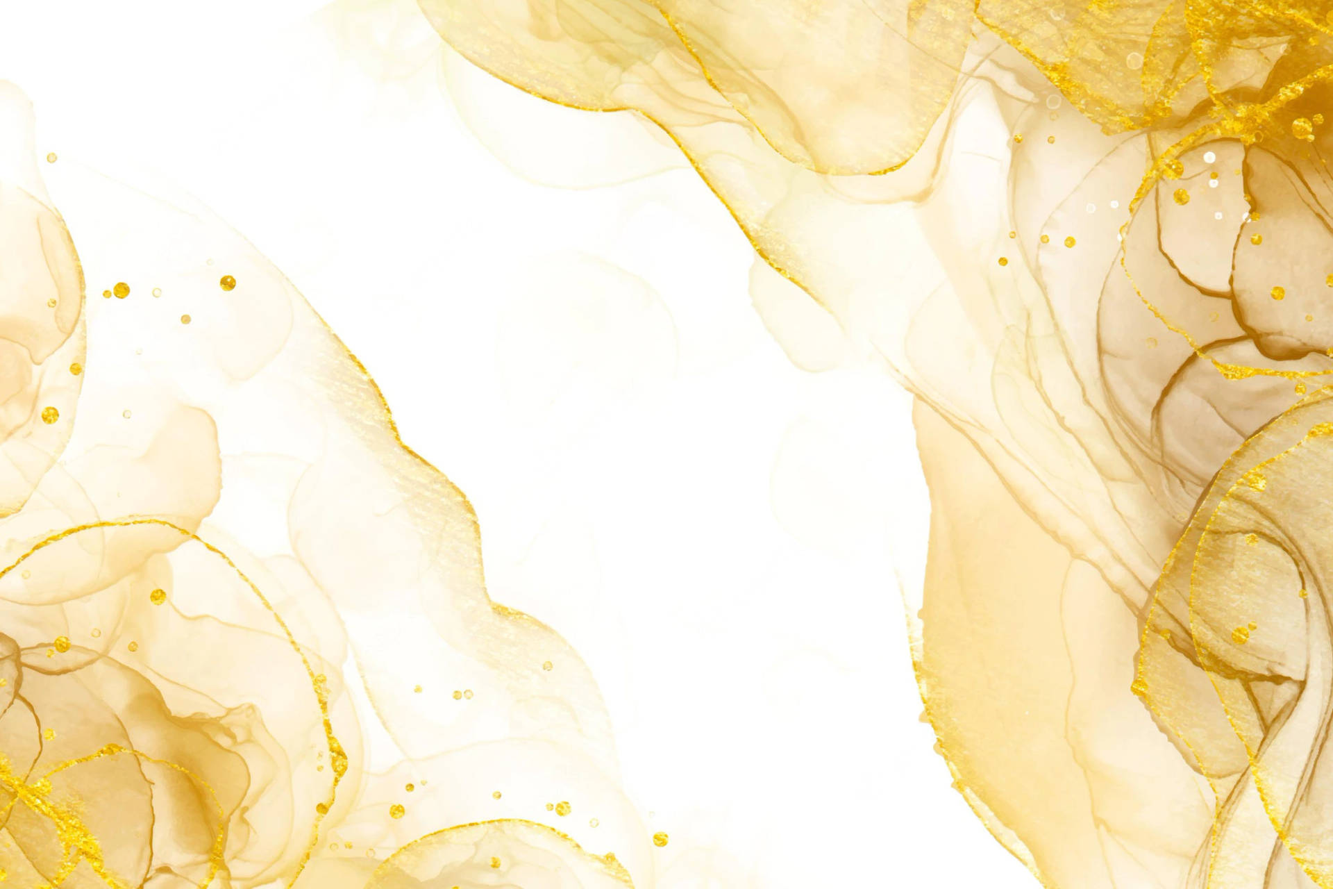 Flowing White And Gold Splotches Wallpaper