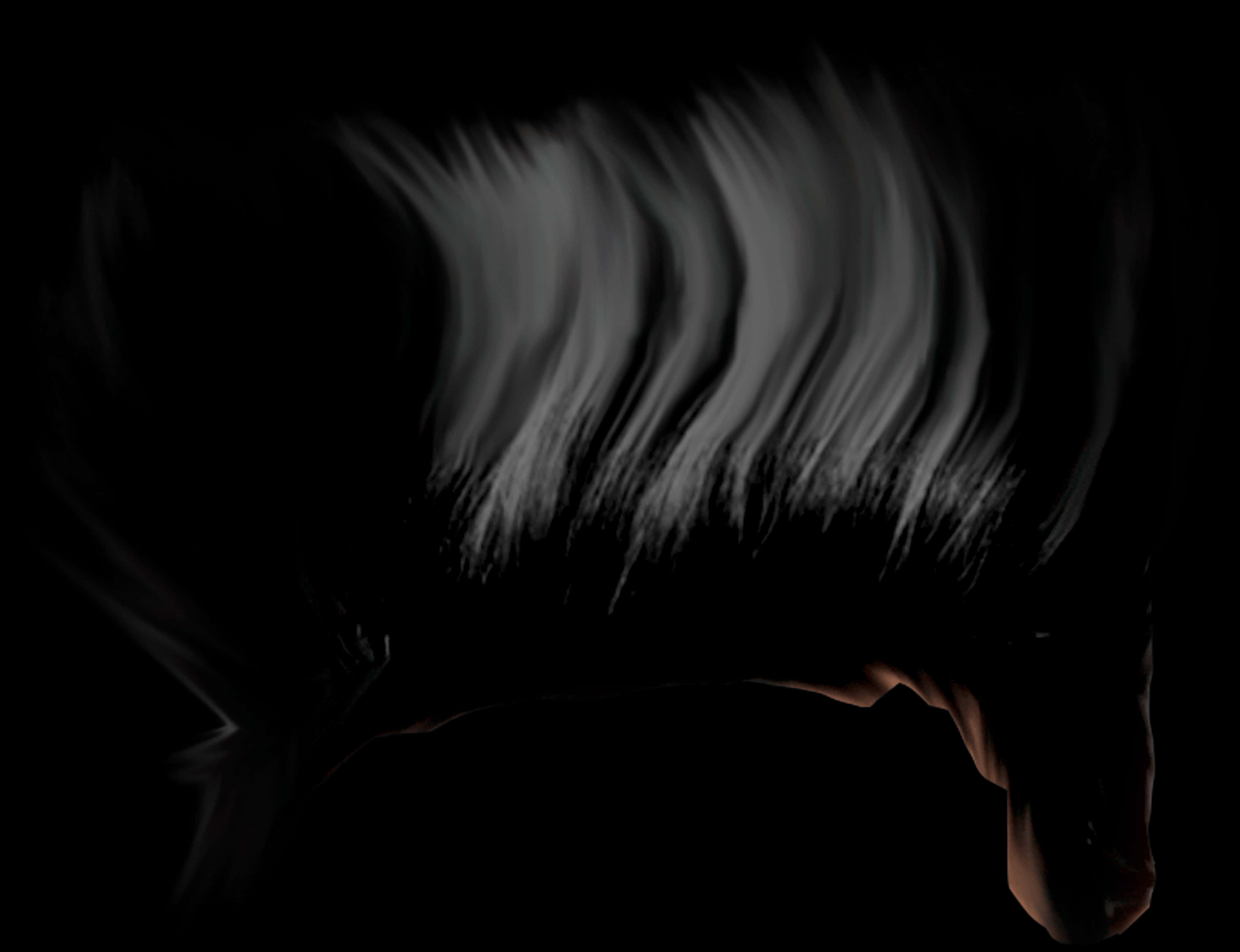 Flowing_ Black_ Hair_in_ Darkness PNG