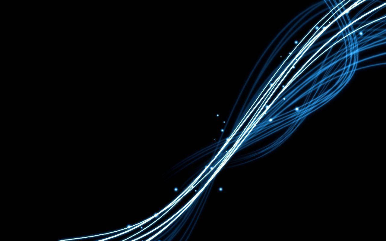 Fließendeabstrakte Linien Auf Schwarzem Und Blauem Hintergrund Wallpaper