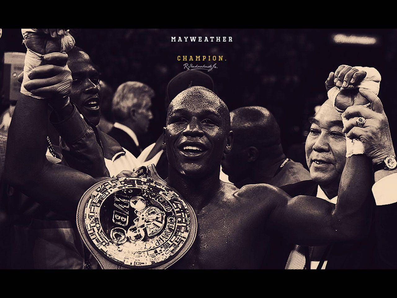 Floyd Mayweather Smiling With The Belt Wallpaper
