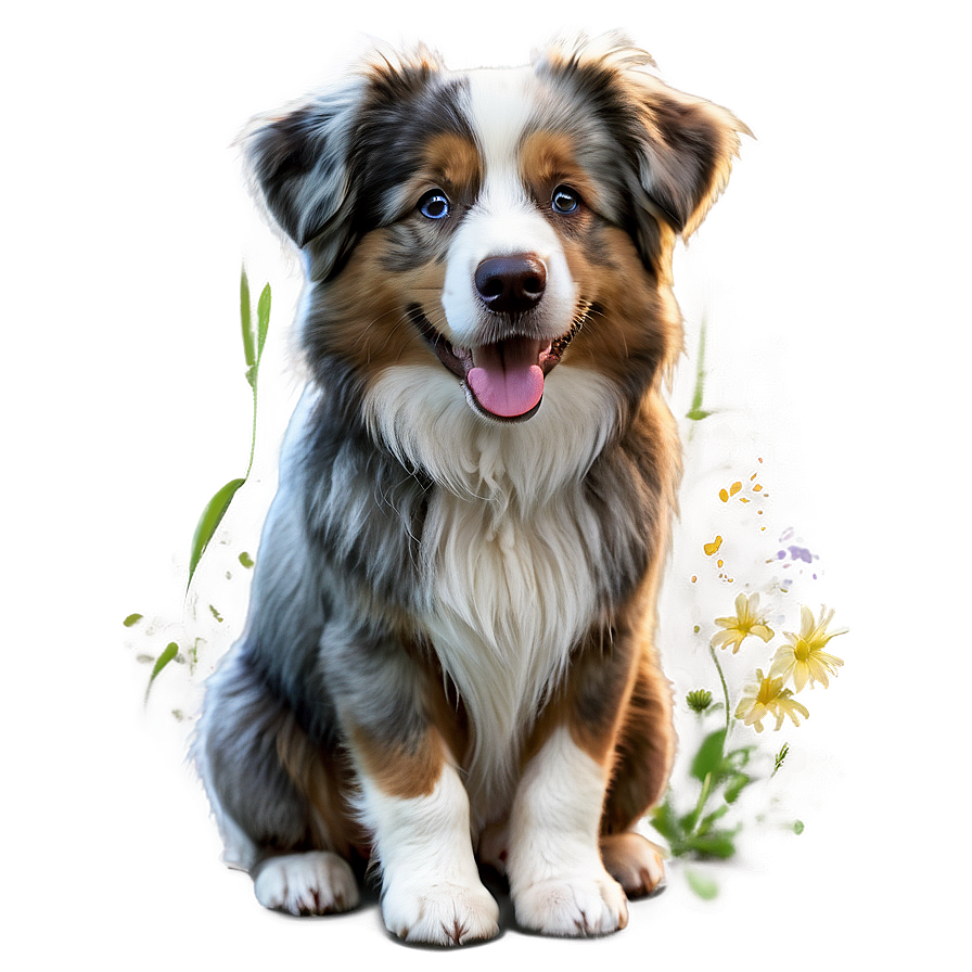 Fluffy Australian Shepherd Png Dcx39 PNG