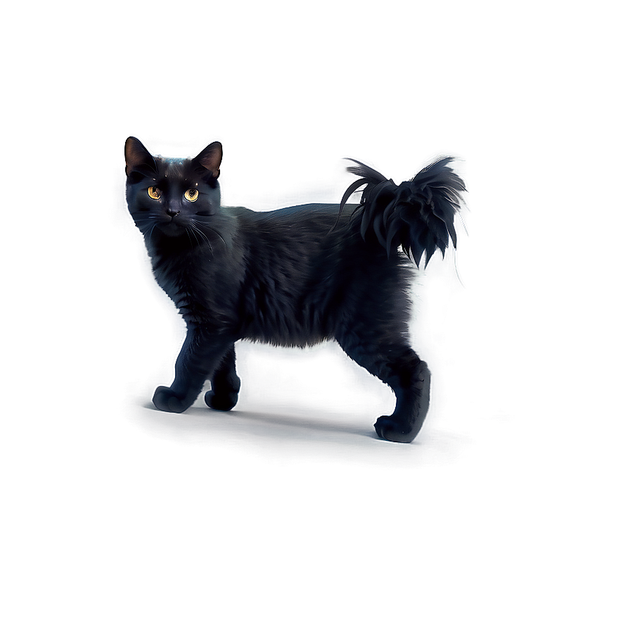 Fluffy Black Cat Png 05232024 PNG