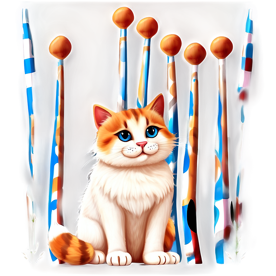 Fluffy Cat Illustration Png B PNG