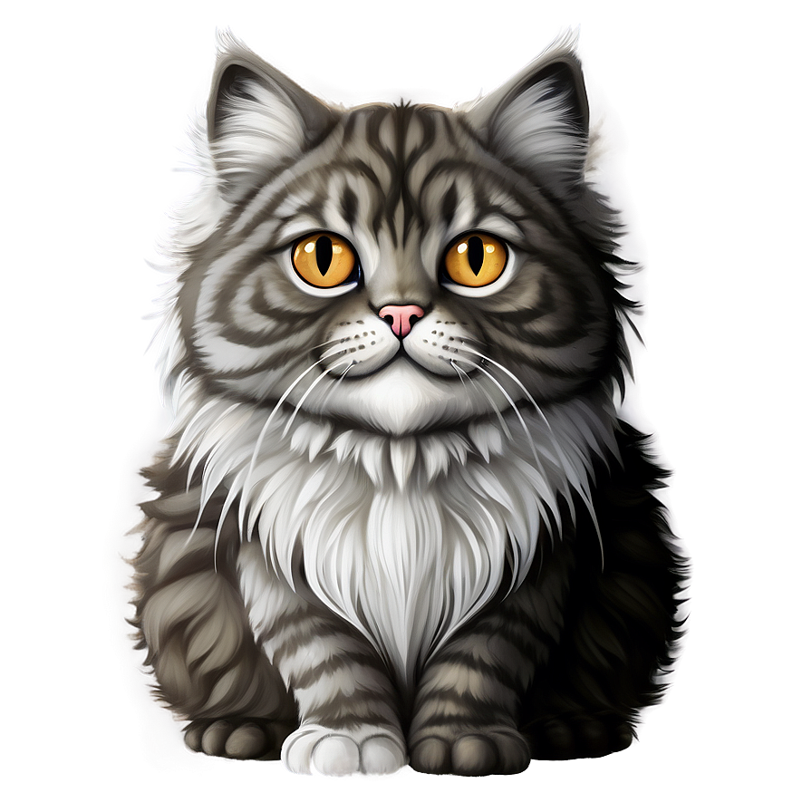 Fluffy Cat Illustration Png C PNG