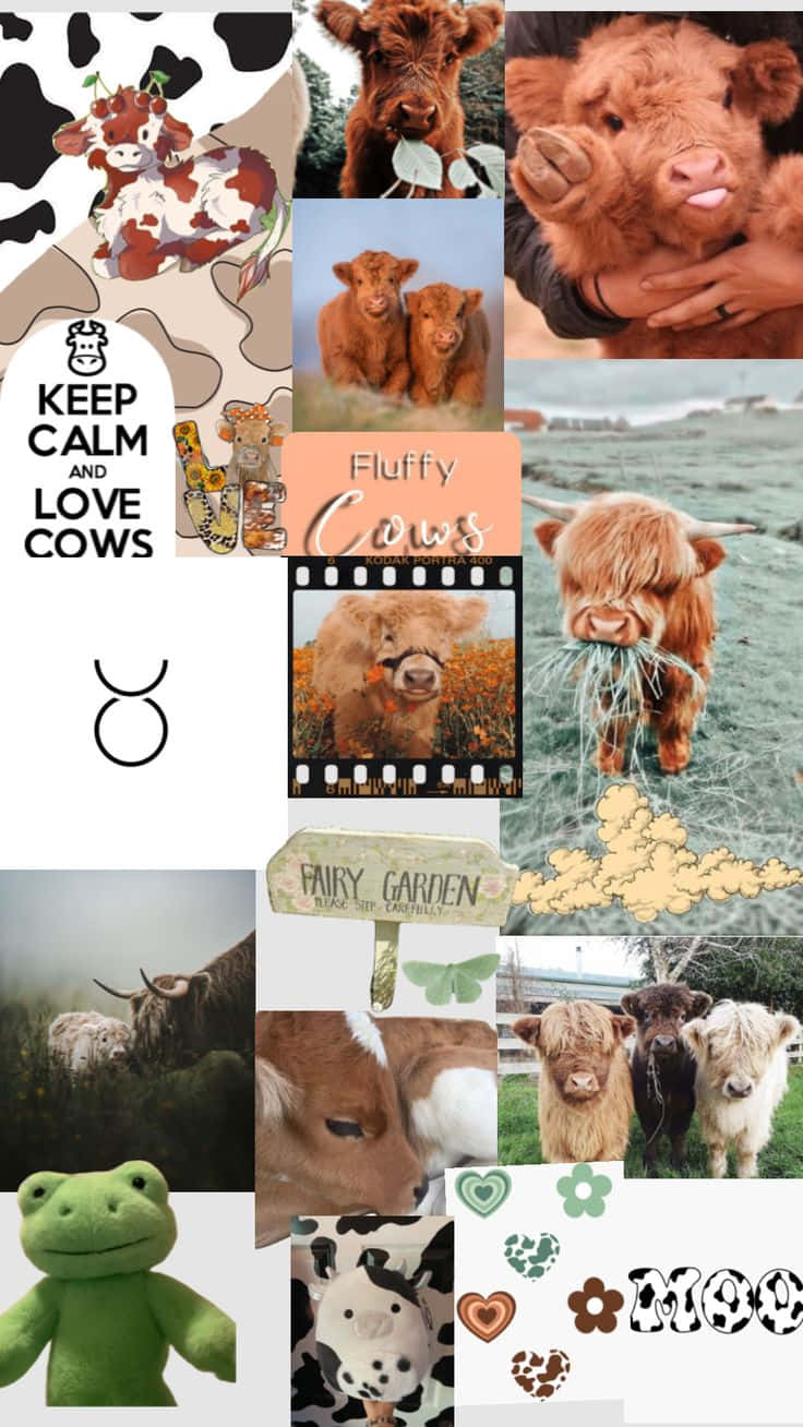 Fluffy Cow Collage Aesthetic.jpg Wallpaper
