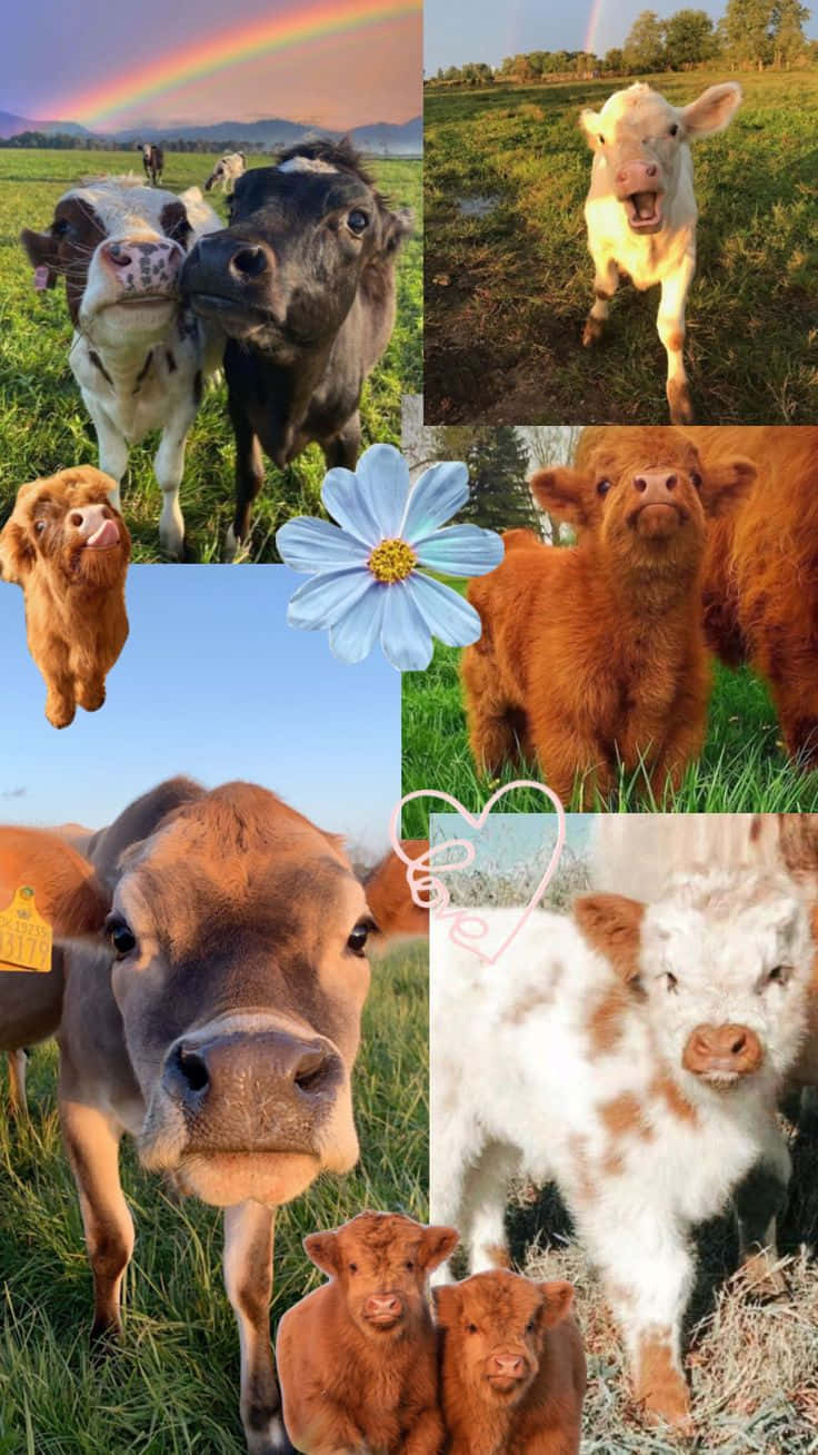 Fluffy Cows Collage Wallpaper