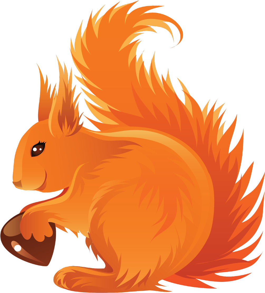 Fluffy Orange Squirrel Holding Nut PNG