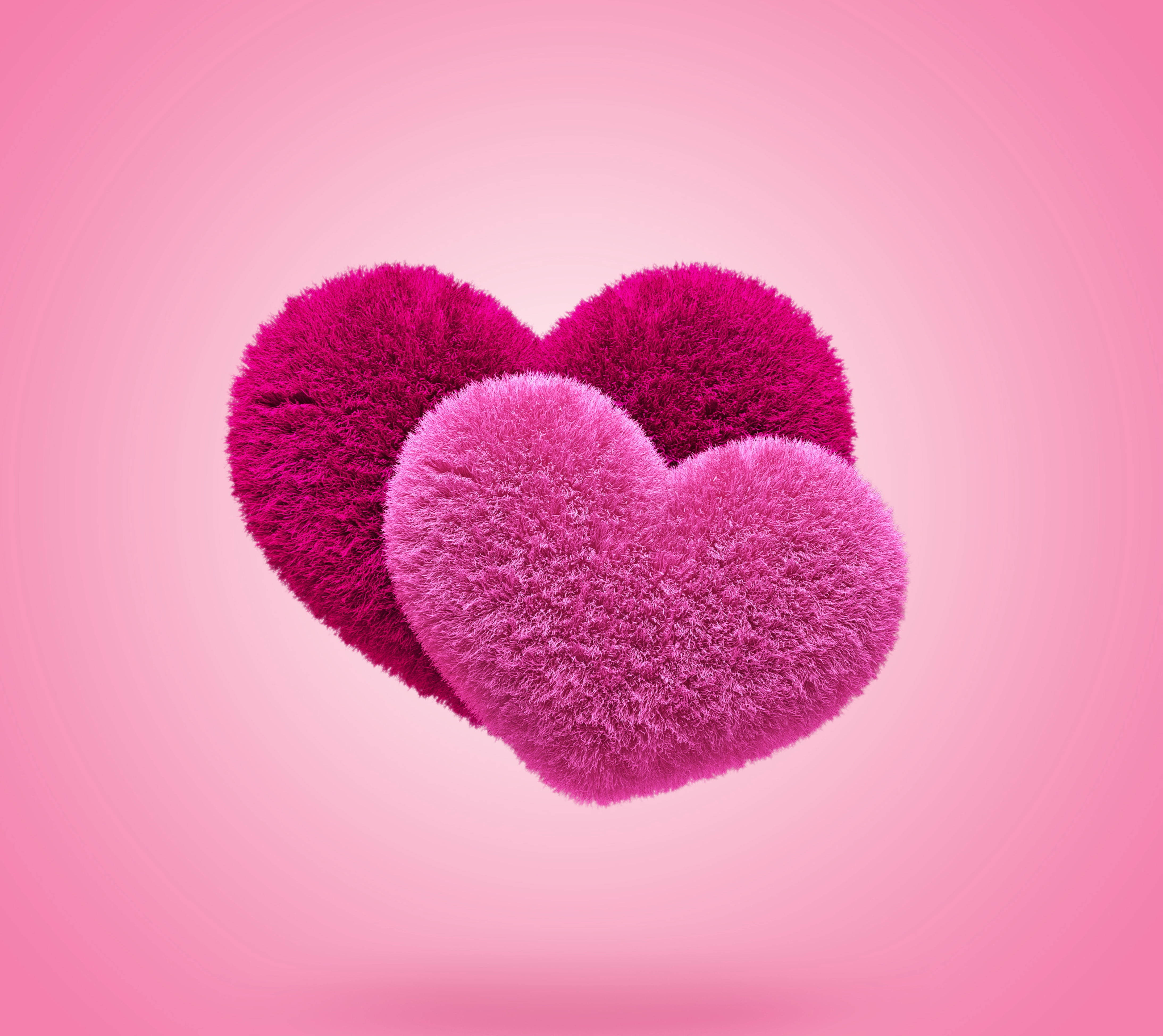 Fluffy Pink Hearts 3d Android Phone Wallpaper