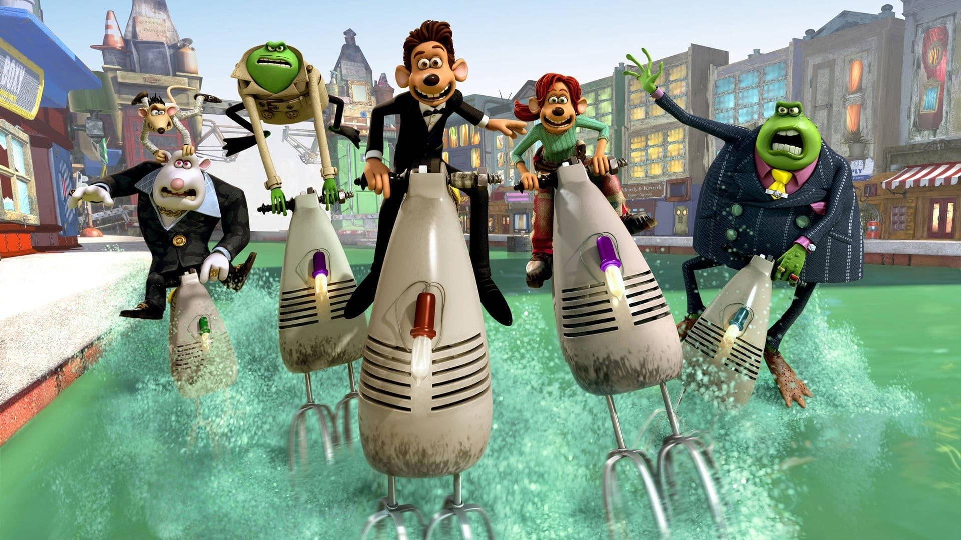 Flushed Away Characters On Electric Mixers Wallpaper