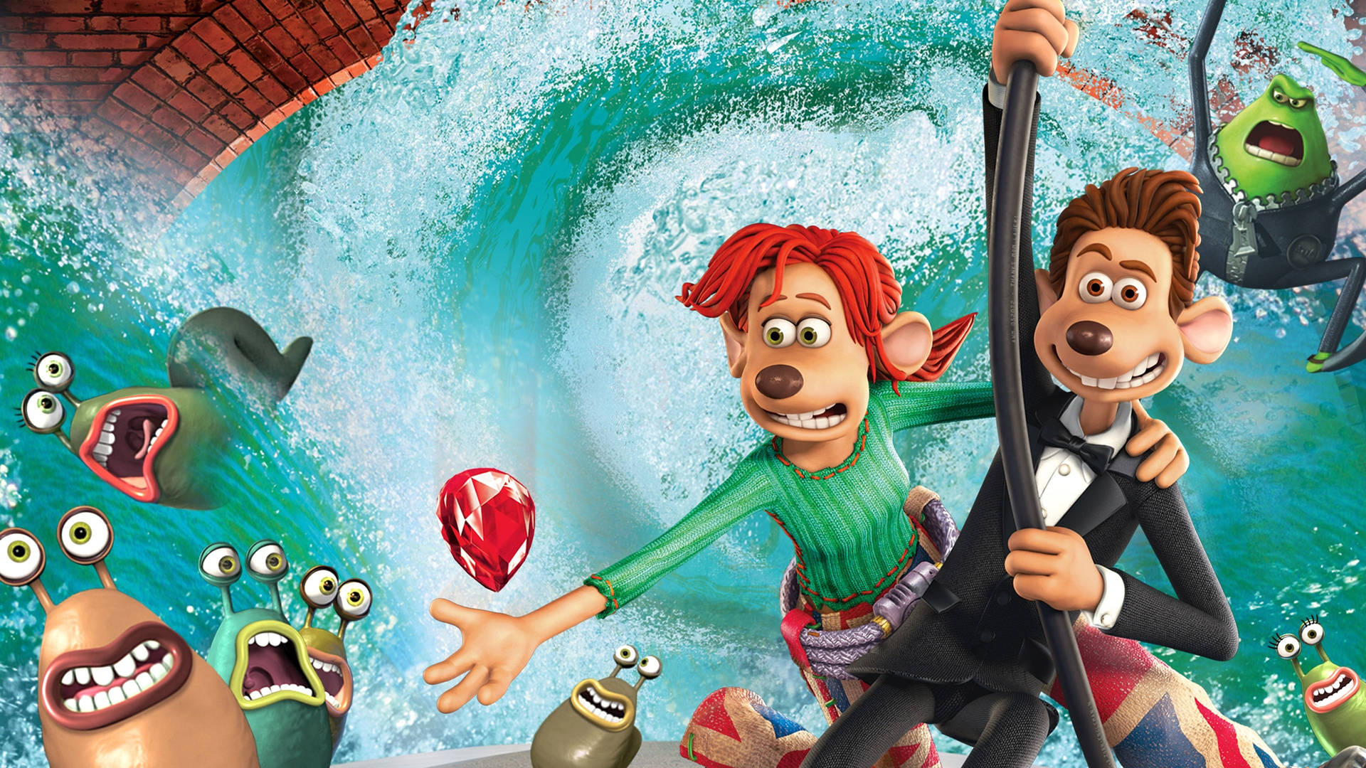 Flushed Away Roddy And Rita With Gem Wallpaper