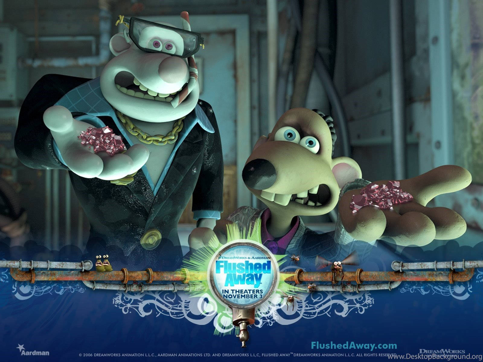 Flushed Away Whitey And Spike Wallpaper