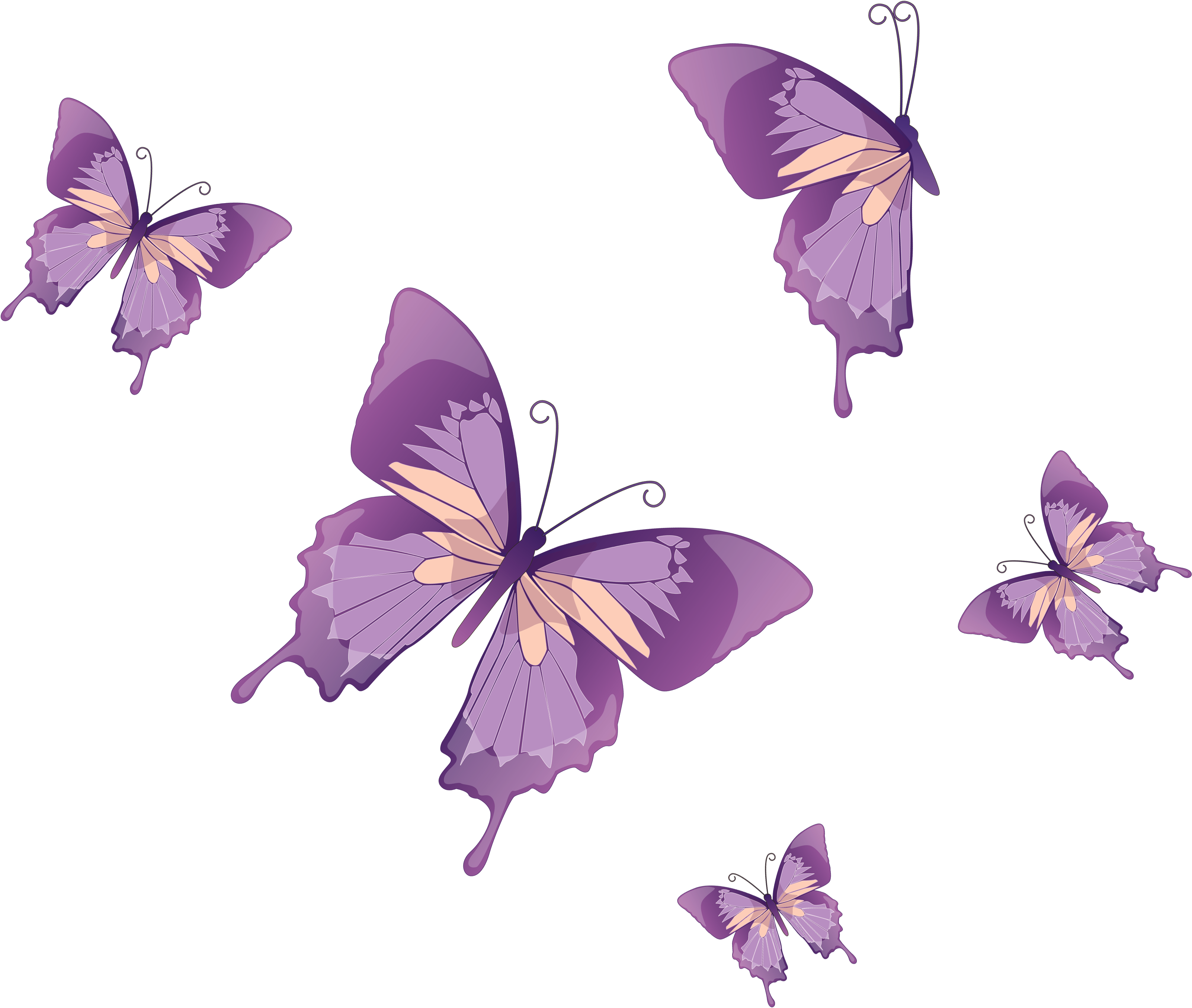 Fluttering Purple Butterflies PNG