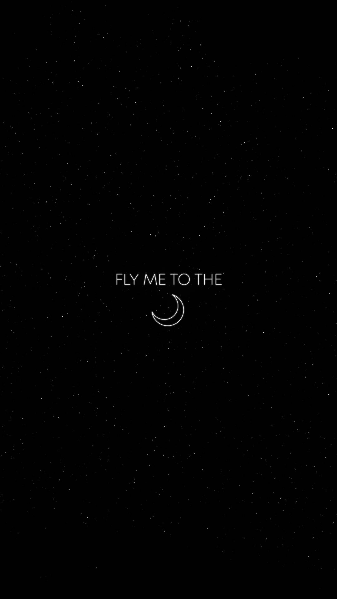 Fly To Moon Minimalist Black Phone Wallpaper