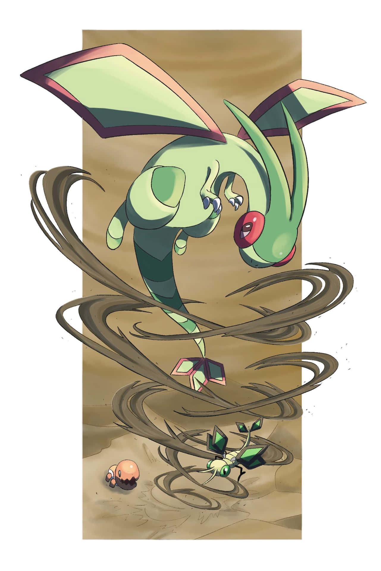 Flygon With Vibrava And Trapinch Wallpaper