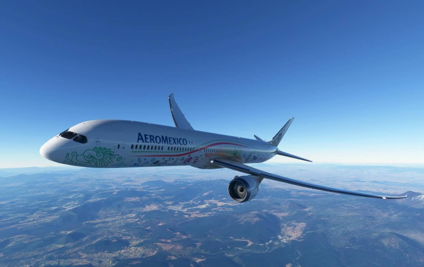 Aeromexicoairline Boeing 787-9 Dreamliner In Volo Sfondo