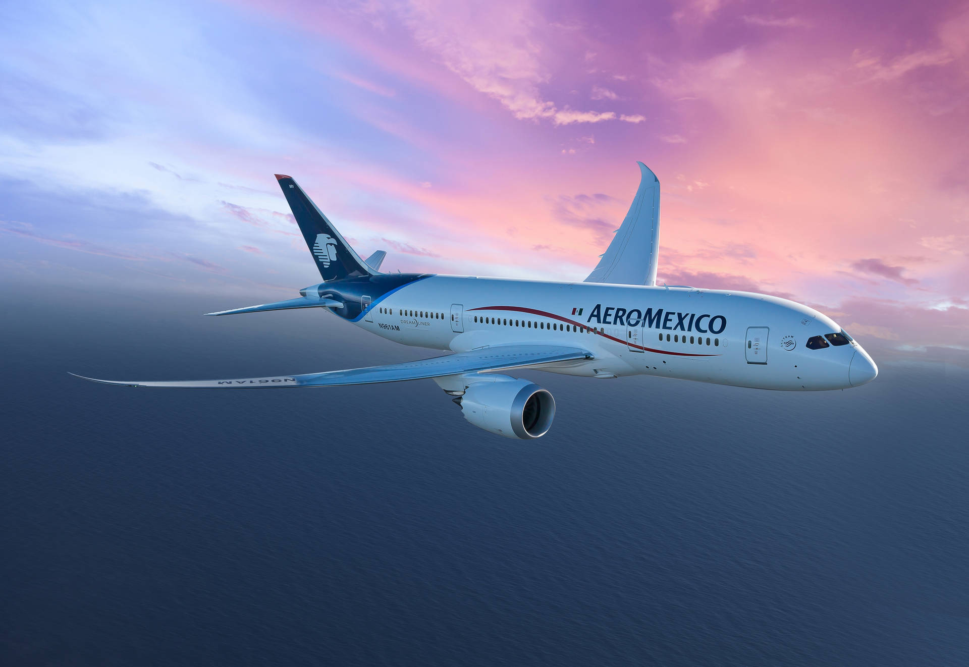 Flying Aeromexico Airline Plane Aesthetic Sky Wallpaper