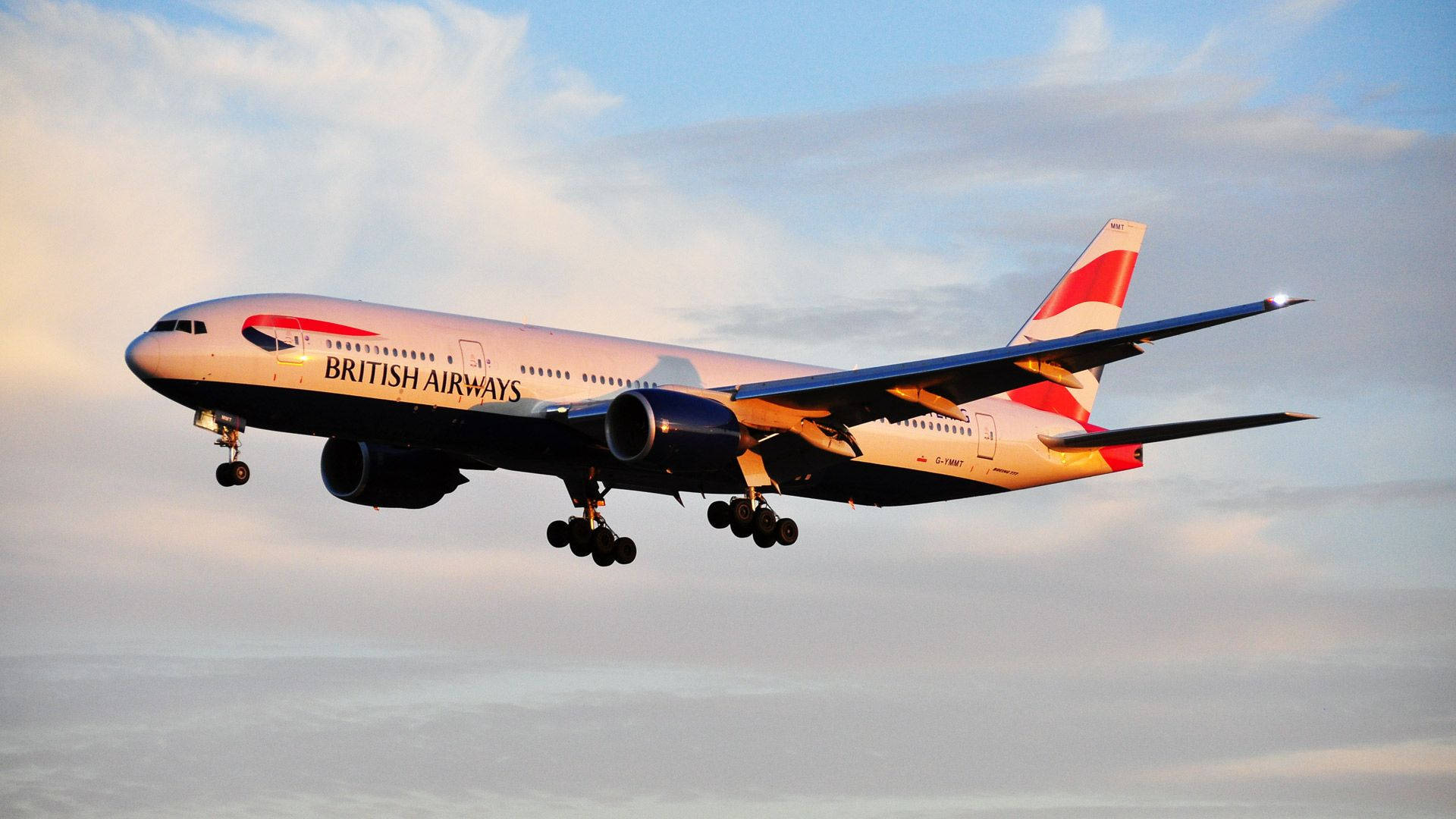 Flyvende fly fra British Airways solrige dag Wallpaper