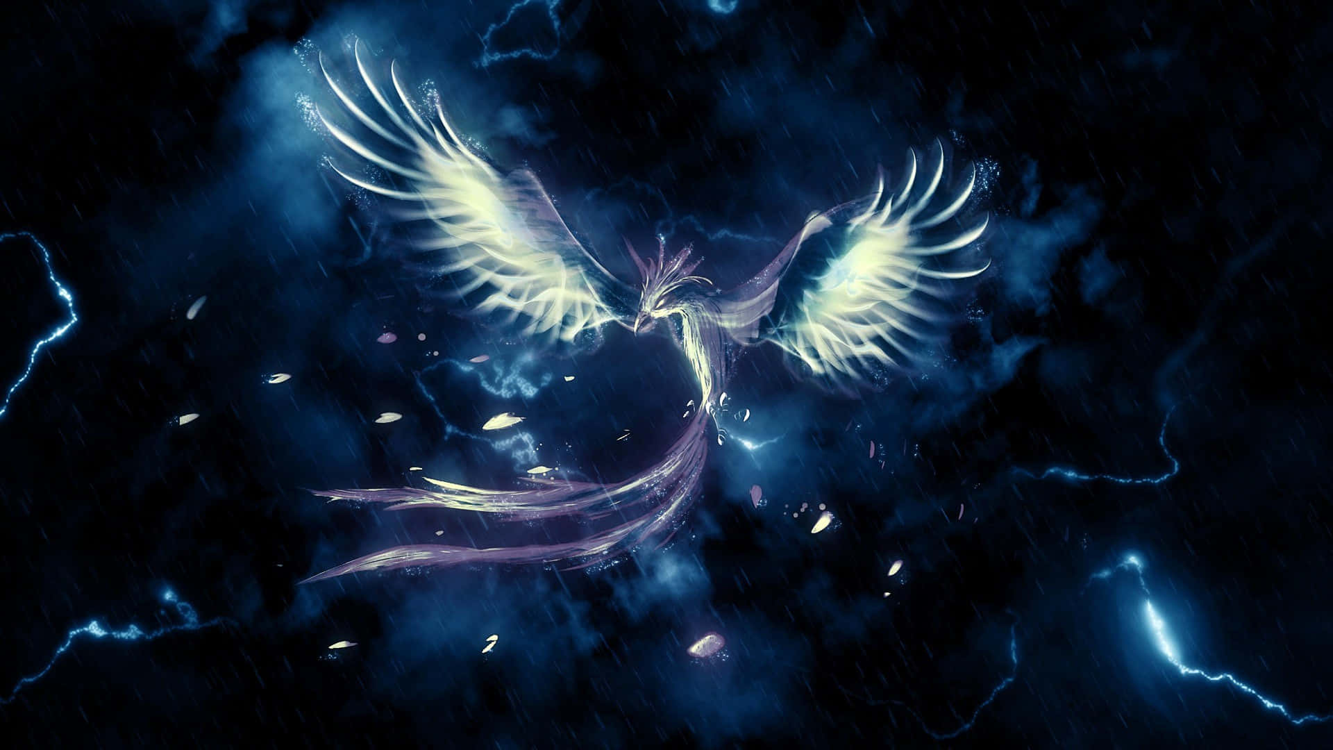 Flying Articuno With Lightning Graphics Wallpaper