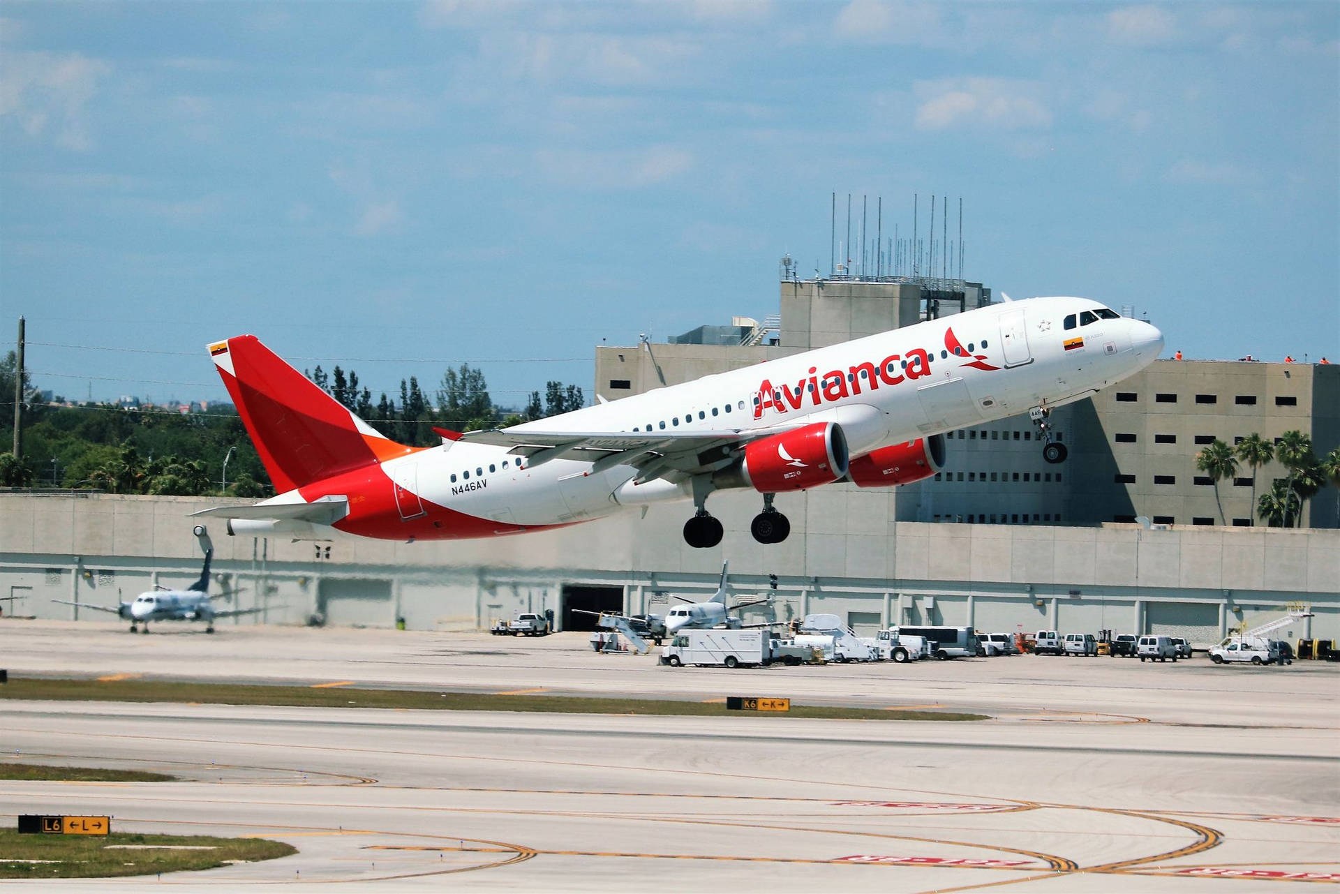 Flying Avianca Carrier Airbus A320 Aircraft Take Off Wallpaper