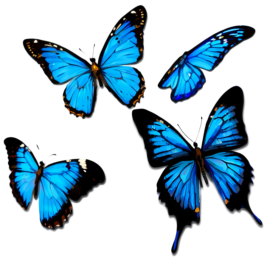 Flying Blue Butterflies Png 06132024 PNG