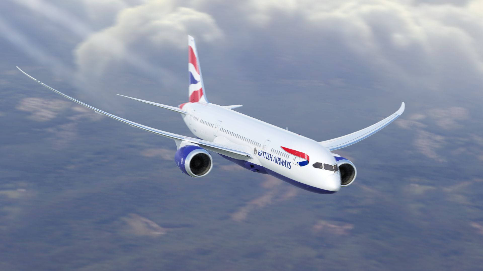 Volandoen El Avión Boeing 787 8 De British Airways, Iag Cargo Fondo de pantalla